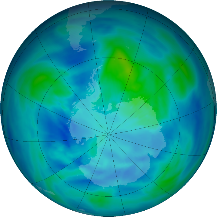 Antarctic ozone map for 04 April 2007